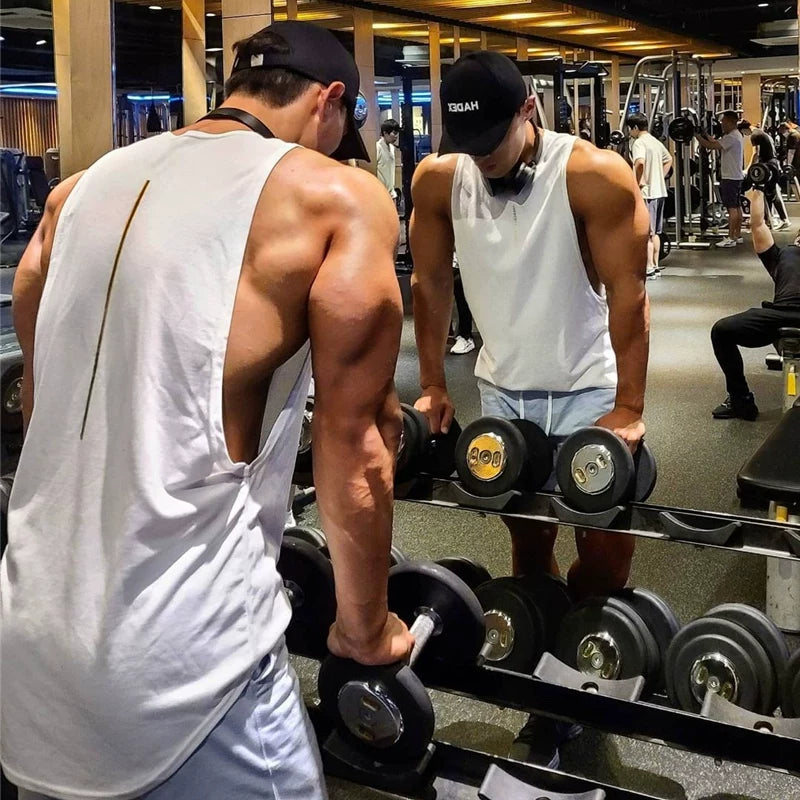 New sports and fitness clothes, men's vest, camisole, sleeveless equipment, super strong running, sweat wicking, breathable, muscle type, iron wave