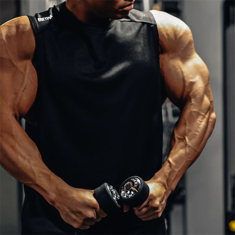 Sports vest for men, sleeveless, quick drying, breathable mesh fabric, fitness muscle training, basketball, iron dog, trendy brand