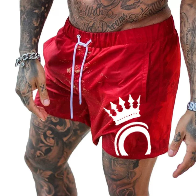 Sports pants, men's shorts, mid length shorts, cropped shorts, running, iron massage, elastic deep squat, fitness muscle type, American fashion brand, plus size
