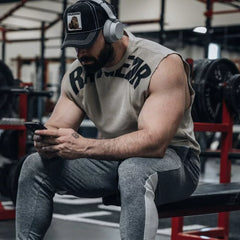 Sports and fitness clothes, men's camisole, wide shoulder vest, sleeveless T-shirt, trendy American style muscle training, iron dog, brothers, loose fit