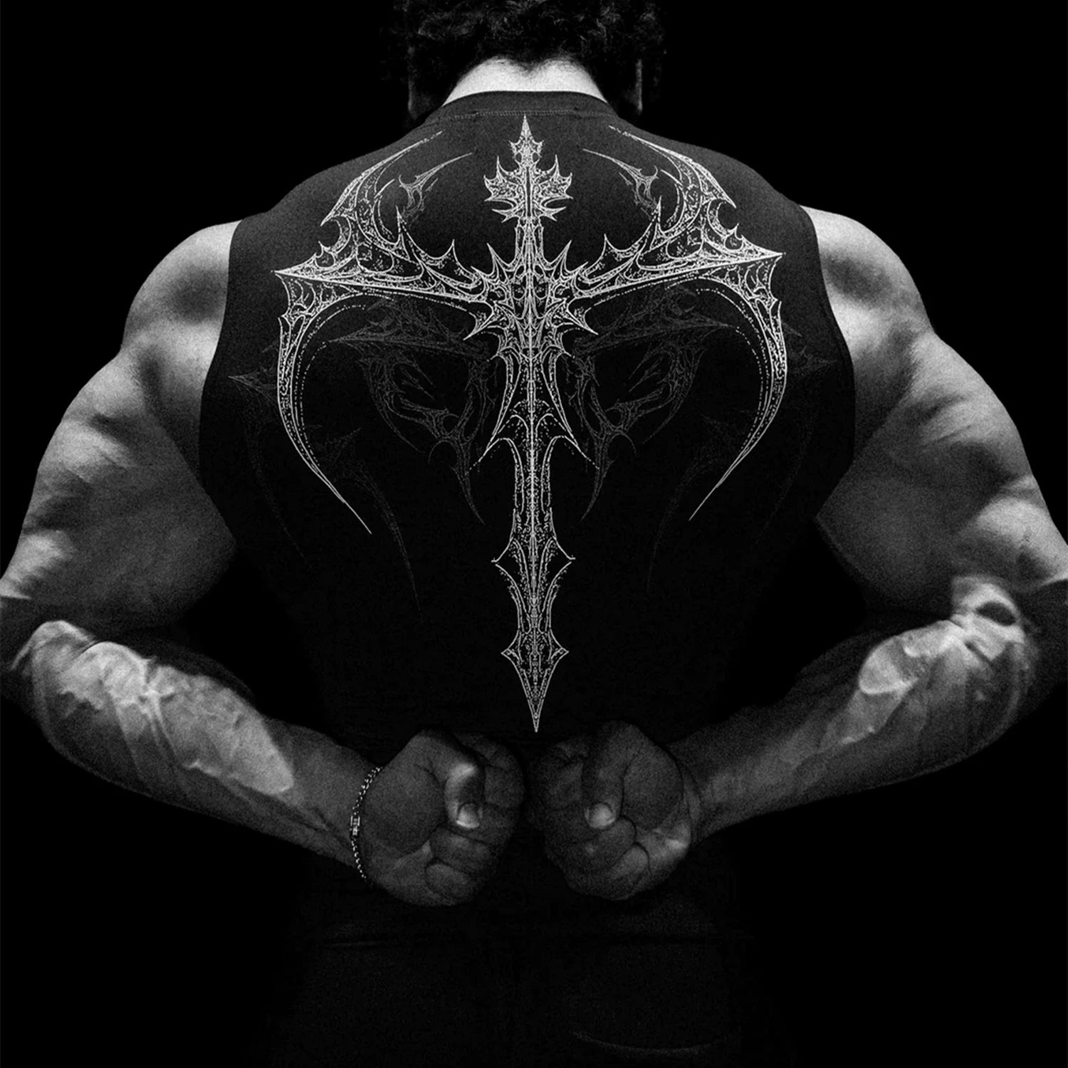 Sports shoulder men's sleeveless quick drying elastic breathable vest, fitness muscle massage, iron dog, American fashion brand training, tight fitting