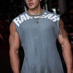 Sports and fitness clothes, men's camisole, wide shoulder vest, sleeveless T-shirt, trendy American style muscle training, iron dog, brothers, loose fit