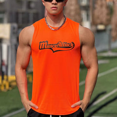 Sports shoulder men's vest sleeveless breathable elastic quick drying fitness suit, running training muscle, iron dog, American trend
