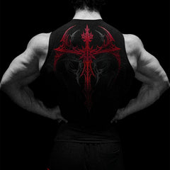Sports shoulder men's sleeveless quick drying elastic breathable vest, fitness muscle massage, iron dog, American fashion brand training, tight fitting