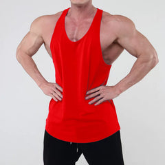 Sports and fitness clothing, men's tank top, I-shaped solid color, American fashion brand, muscle massage, iron dog training, running, breathable and elastic