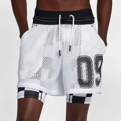 Sports shorts for men, quick drying breathable elastic mesh basketball pants, training lining, anti glare and leak proof large size