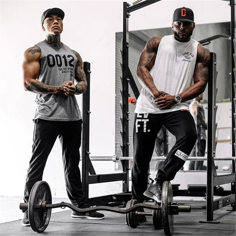 New sports vest for men, fitness camisole, muscle type, iron wave brand, running breathable T-shirt, elastic sleeveless large size