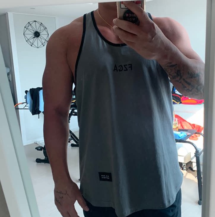Fitness International Sports Vest Men's Cross shaped Top Strap Iron Training Running Trendy T-shirt American Muscle