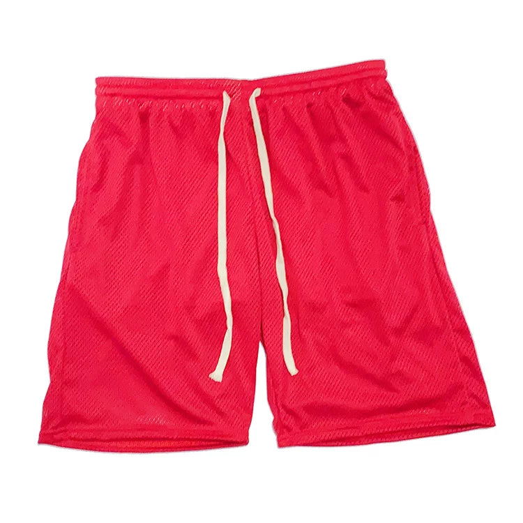 Sports pants, men's shorts, mid length pants, five quarter length pants, breathable, quick drying, elastic, fitness muscle, American fashion brand lining, large size