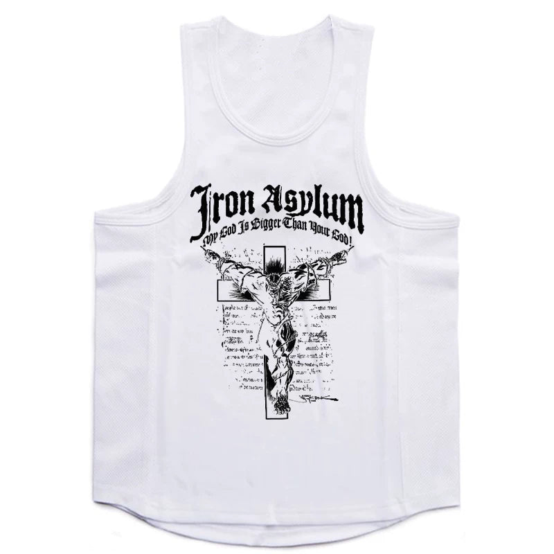 Sports vest men's fitness international muscle rolling iron dog trendy brand sleeveless top pure cotton elastic trendy brand loose large size