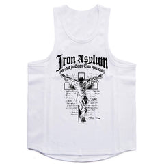 Sports vest men's fitness international muscle rolling iron dog trendy brand sleeveless top pure cotton elastic trendy brand loose large size