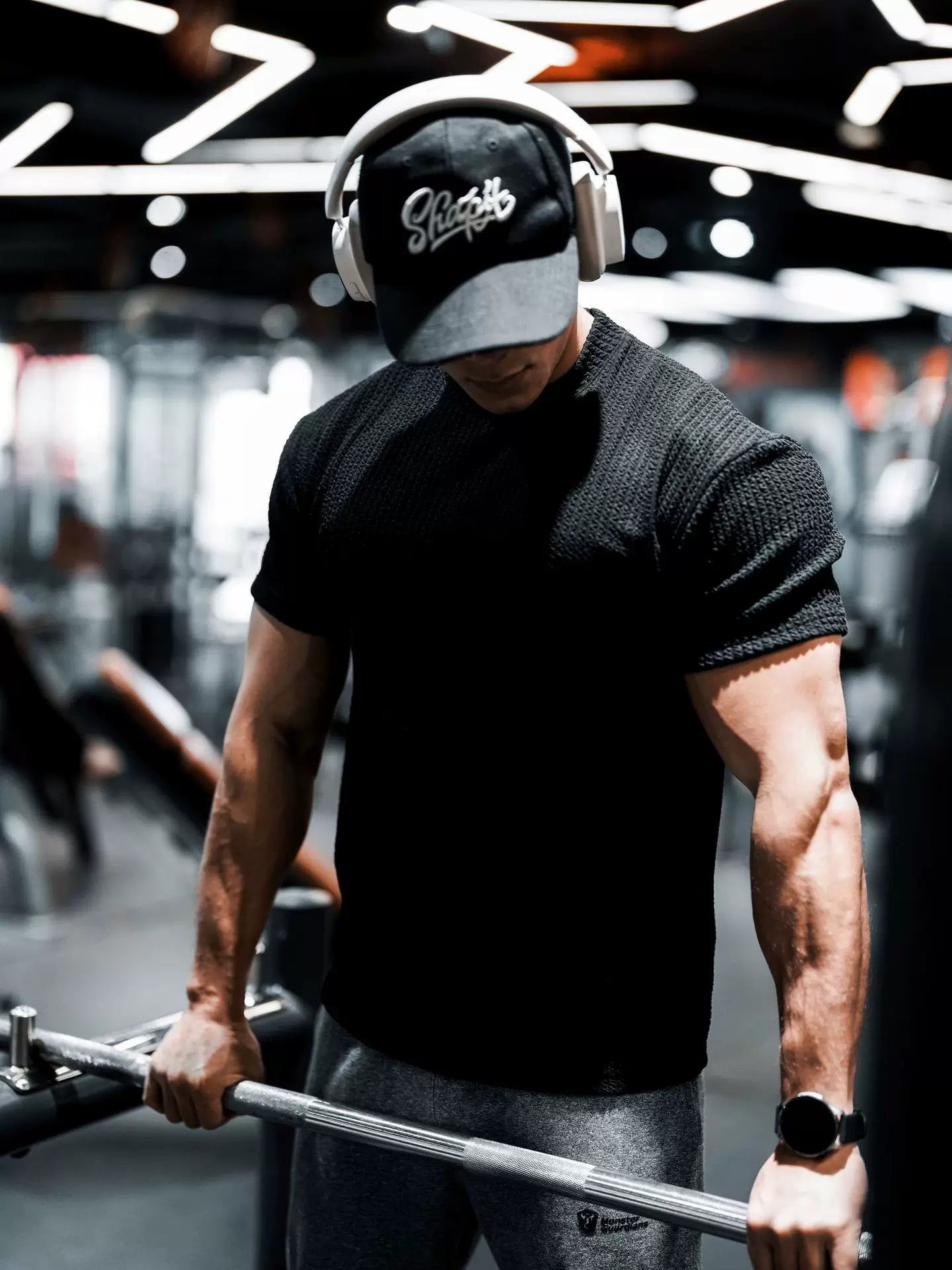 Heavy textured short sleeved men's T-shirt for sports, fitness, round neck, breathable, quick drying, muscle training, iron dog trend brand