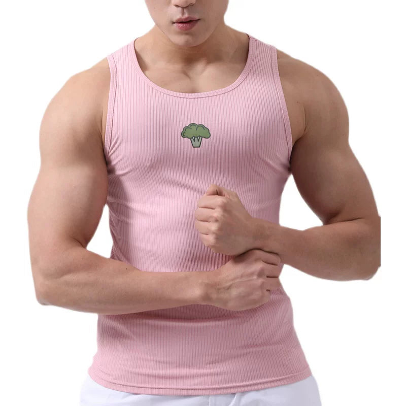 Western Blue Flower Element Sports Tank Top Men's Sleeveless Shoulder T-shirt Fitness Muscle Elasticity Speed Drying Brushing Iron Dog Brother Summer