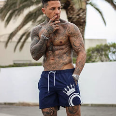 Sports pants, men's shorts, mid length shorts, cropped shorts, running, iron massage, elastic deep squat, fitness muscle type, American fashion brand, plus size