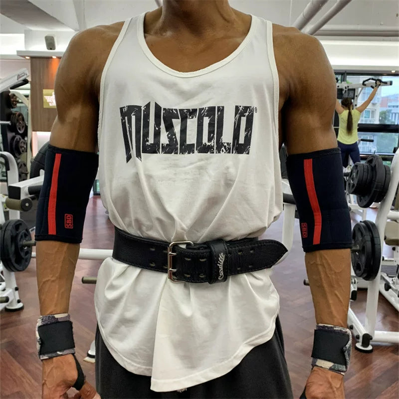 New Summer Sports Tank Top Men's Fitness Shirt Running Training Muscle Fitness Gym Roll Iron Dog Trendy Brand Brother Breathable
