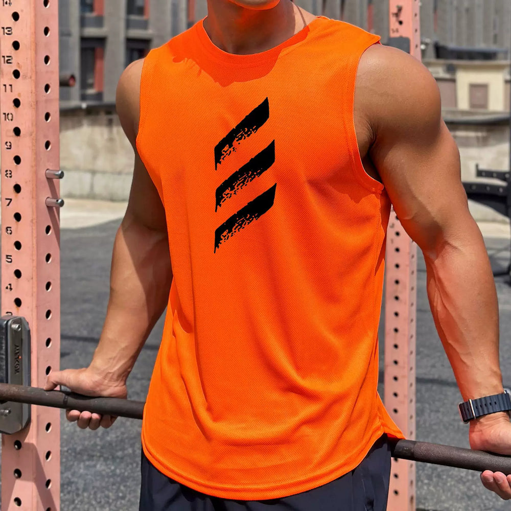 Sports vest breathable men's sleeveless mesh camisole fitness muscle rolling iron dog training basketball running stretch quick drying